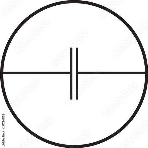 Capacitor in Circle Line Icon, Electronic Component Symbol