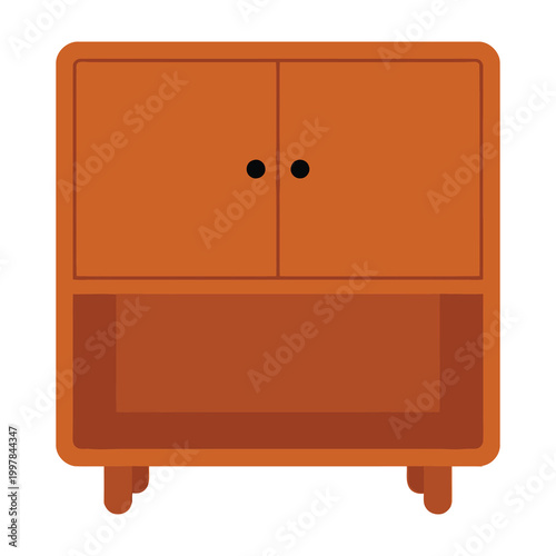 brown cabinet with two doors and shelf