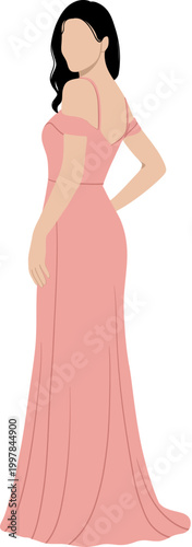 Elegant Woman In Pink Gown