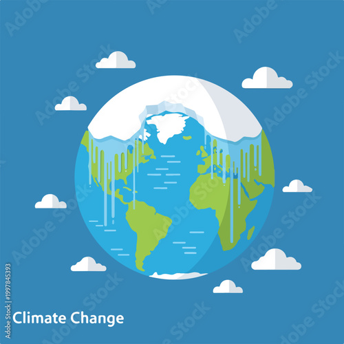 Quadro su tela Climate change illustration with melting globe