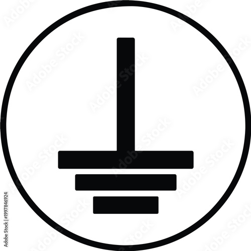 Ground symbol in circle solid icon electrical earth sign