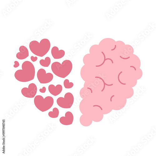 Balance Between Emotion and Logic with Heart and Brain Concept