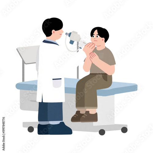 Male Doctor Checking Patient Throat in Medical Clinic
