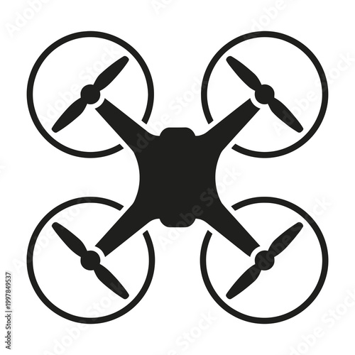 Drone icon symbol black silhouette quadcopter