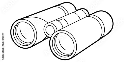 Simple black and white line art illustration of binoculars