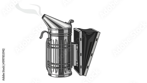 Bee Smoker Emitting Smoke for Hive Management