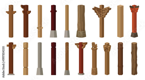 A row of handcrafted wooden crosses in varied shapes and finishes, showcasing traditional religious craftsmanship
