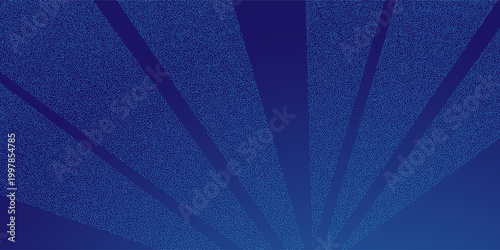 Abstract blue halftone rays background with radial light beams. Modern dotted texture perfect for tech, digital, and futuristic design.