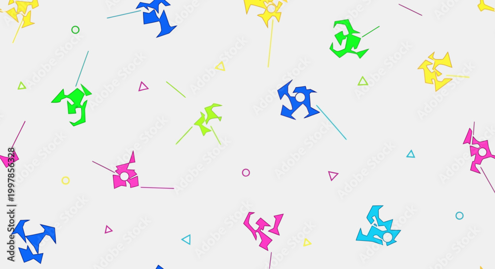 Obraz premium Abstract Geometric Shapes, Colorful Lollipops, Playful Pattern, White Background