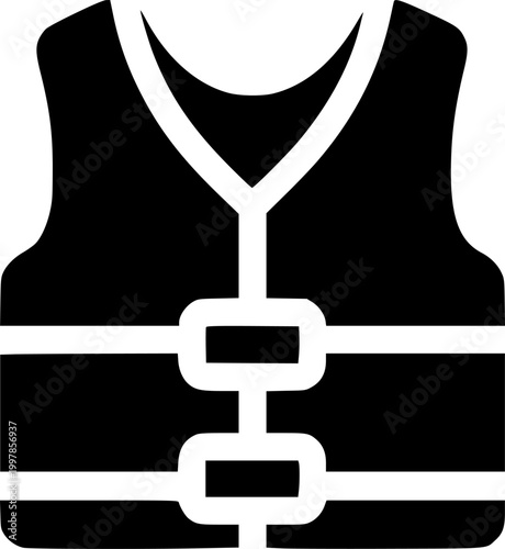 Life jacket icon safety vest flotation device isolated on white background