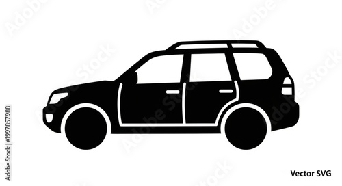 Black SUV Icon Side View Graphic Illustration.