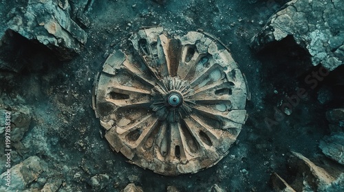 Ancient stone circle, ruins, archaeological site, unearthed