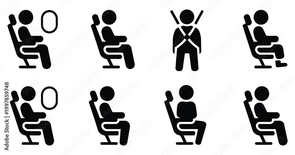 Ταπετσαρία People sitting in seats with seatbelts icons showing different travel positions,