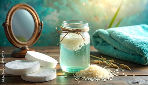 Rice skincare setup