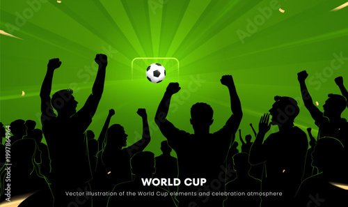 Football Fans Celebration World Cup Silhouette Illustration