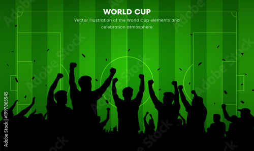 Football World Cup Celebration Fans Silhouette Illustration