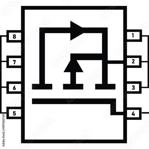 p-channel MOSFET IC solid icon isolated on white background