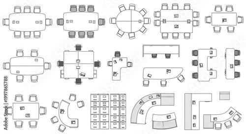 Office furniture layout plans and designs.