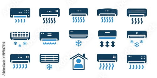 Modern Air Conditioning and Ventilation Icon Set