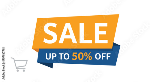 Fotografía A sale advertisement with up to 50% off