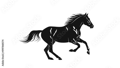 Black Horse Running Fast Silhouette.