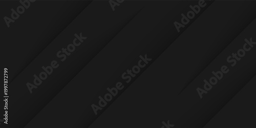 Black abstract background design. Modern wavy line pattern (guilloche curves) in monochrome colors. Premium stripe texture for banner, business backdrop. Dark horizontal vector template