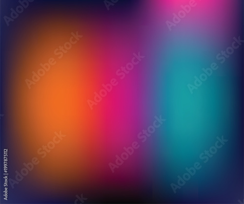 Vibrant gradient background transitioning through orange pink and turquoise hues with soft color blending