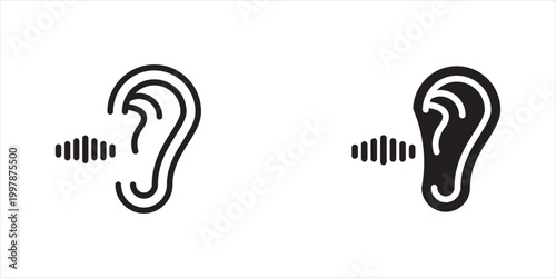 Ear icon vector on trendy style for design and print, vector illustration.