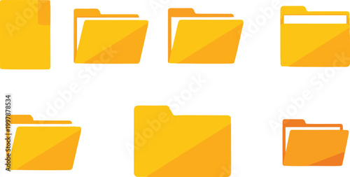 Εκτύπωση καμβά Folder Icons Set in Different Styles and Views for File Management, Organization