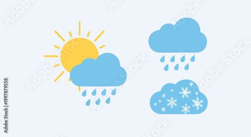 Weather icons with sun and clouds