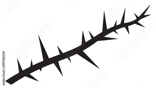 Thorny Branch Silhouette Black Vector Thorns and Spines Icon