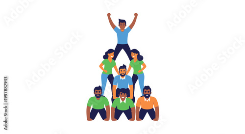 Diverse group of people stacking together.