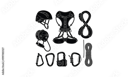 Mountaineers climbing steep rocky slope together