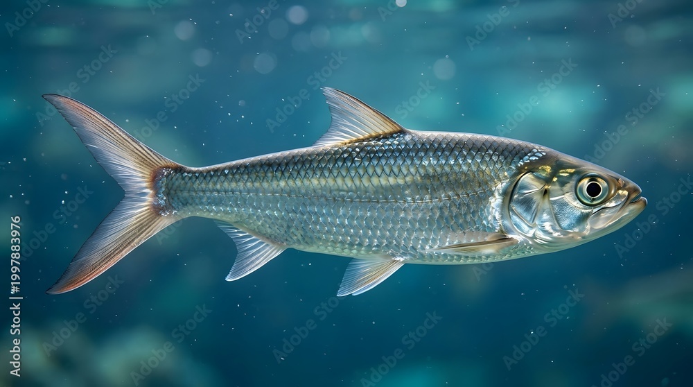 Fototapeta premium Gray fish swimming in ocean water.