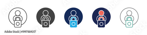 privacy lock icon set consisting of multiple styles. vector illustration