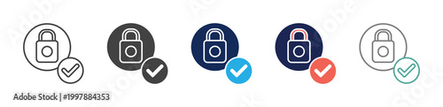 secure lock icon set consisting of multiple styles. vector illustration