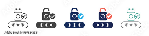 secure login icon set consisting of multiple styles. vector illustration