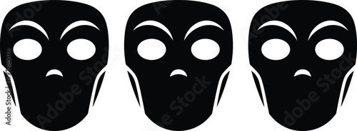 Alien Mask Set in Black and White for Sci-Fi, Space, and Mystery-Themed Designs