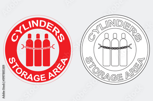 A cylinder storage area symbol silhouette is a minimalist, graphic representation designed to quickly identify areas used for storing compressed gas, propane, or LPG tanks.