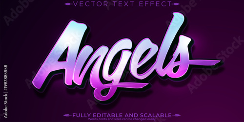 Angels editable text effect, editable girls and heaven text style