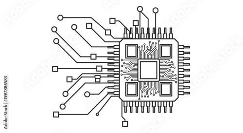 Circuit board schematic graphic illustration isolated on white background