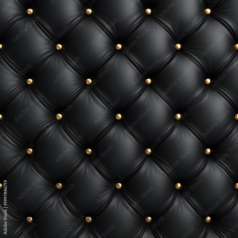 Fototapeta premium High quality leather dark blue with gold buttons luxurious quilted seamless design