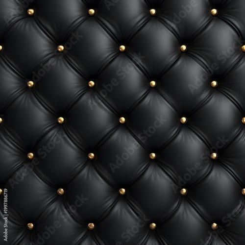 High quality leather dark blue with gold buttons luxurious quilted seamless design