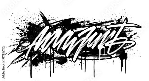 Grunge Graffiti Amazing Word Lettering with Paint Splatters isolated white background