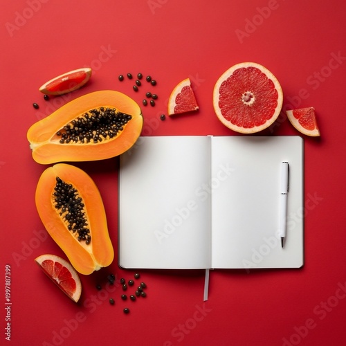 Vibrant Papaya & Citrus Symphony: Fresh Ideas Bloom on Crimson Canvas