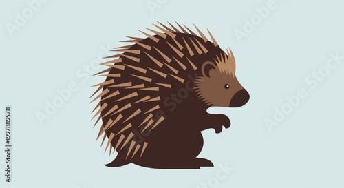 Bild auf Leinwand Cute Cartoon Echidna Illustration on Light Blue Background