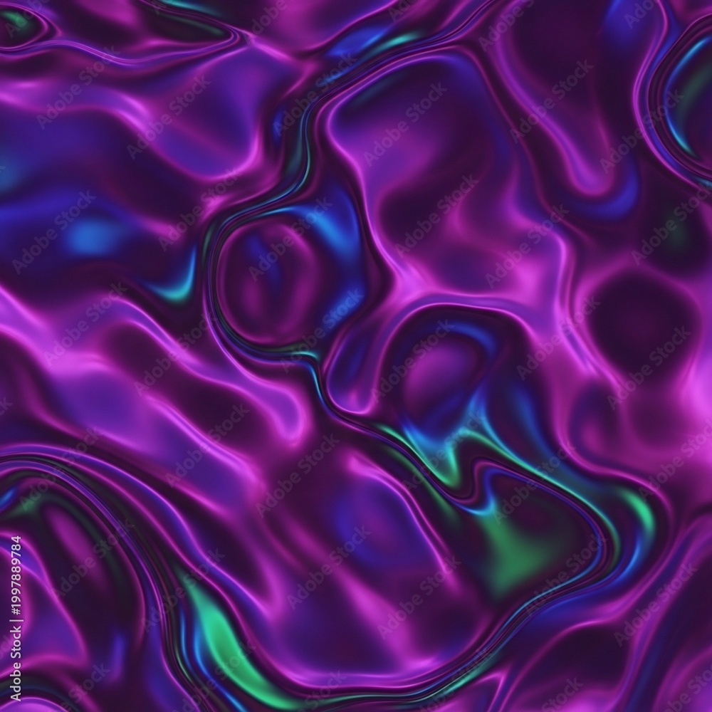 Obraz premium Iridescent Waves: A Liquid Metal Dreamscape Render