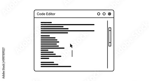 Code editor interface illustration for software development and web design