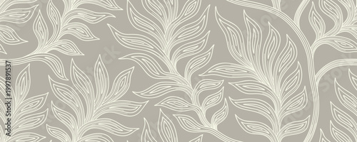 Abstract floral palm leaves seamless pattern background.