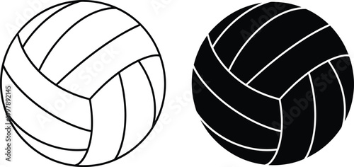 Vector silhouette of two volleyballs black and white sport illustration